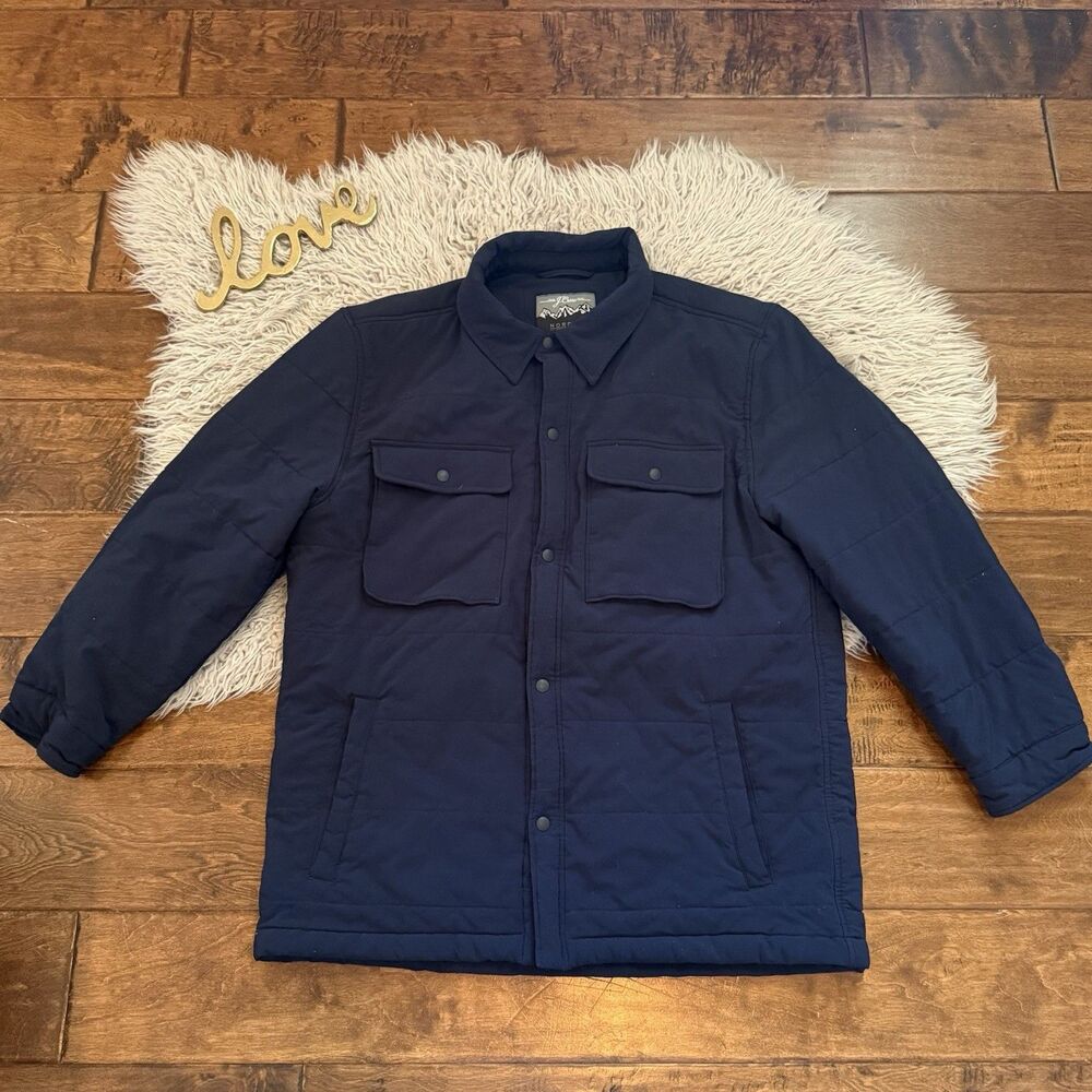 J Crew Nordic Overshirt Mens Size Medium Blue Primaloft Insulated Jacket